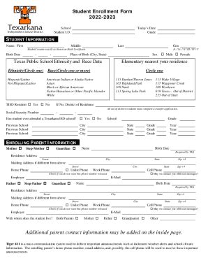 Fillable Online Student Enrollment Form Templatejotformstudent