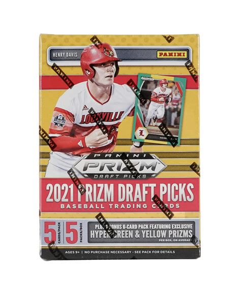 2021 Panini Prizm Draft Picks Baseball 5 Pack Blaster Box Green Prizms