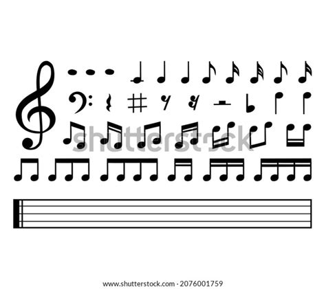 Set Musical Notes Black Silhouette Isolated Stock Vector (Royalty Free ...