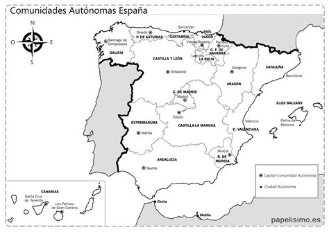 Mapas De Espa A Para Imprimir F Sico Pol Tico Y Mudo Papelisimo