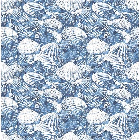 2904 25691 Surfside Blue Shells Wallpaper By Brewster