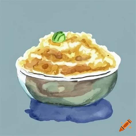 Mashed Potatoes Side View In Watercolor Hand Drawn Illustration On Craiyon