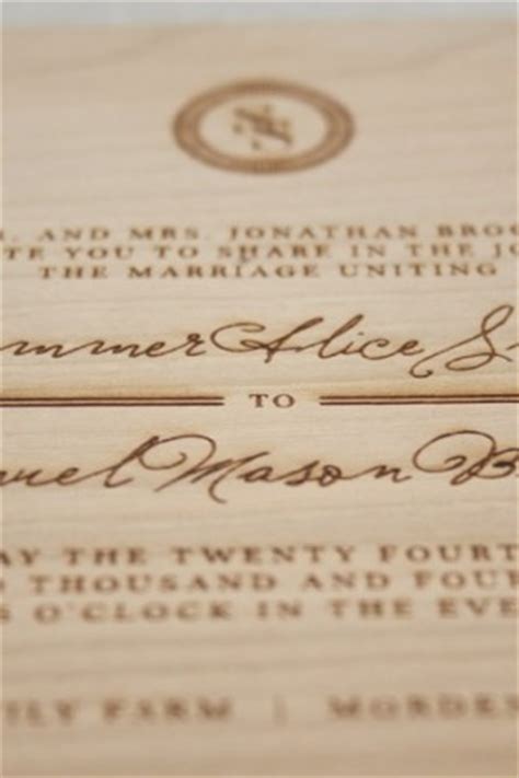 Elegant and Rustic Wood Engraved Wedding Invitations