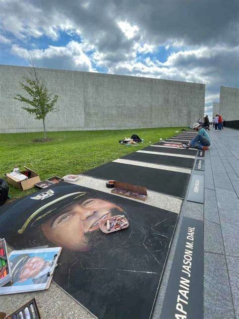 Artists honoring Flight 93 heroes with chalk portraits at memorial site