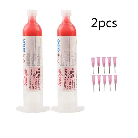 Red Glue With Pcs Needles Smd Smt Bga Ic Repair Chips Stencil Paste