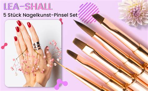 5 Stücke Nagel Pinsel mit Deckel für Gelnägel Nail Art Nailart Set LEA