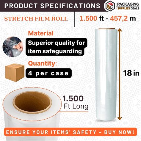 18 X 1500 FT 80 Gauge Clear Blown Hand Stretch Film 4 Rolls EBay