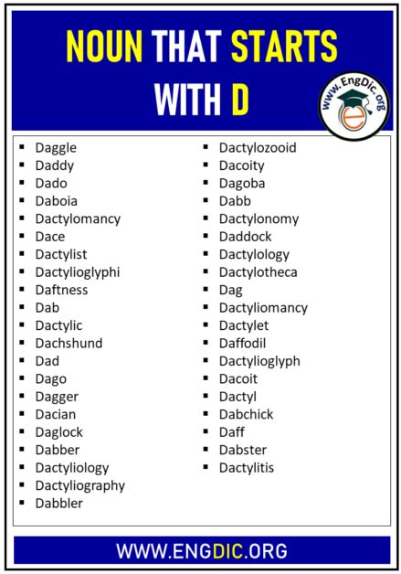 400 Nouns That Start With D All Types And Pictures EngDic