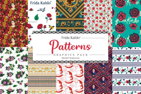 Frida Kahlo Patterns Graphics Bundle Grafica Di Frida Kahlo Collection