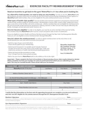 Fillable Online Get Metroplus Gym Reimbursement US Legal Forms Get