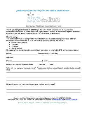 Fillable Online Stlonline Computer Recipient Application Form