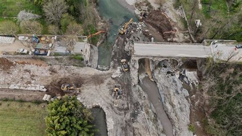 Gard la construction du pont provisoire de Chamborigaud avance à