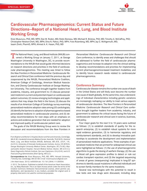 Pdf Cardiovascular Pharmacogenomics Current Status And Future