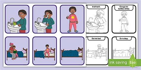 Getting Ready For Bed Multi Step Sequencing Cards Twinkl