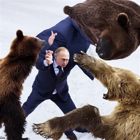 Russian President Vladimir Putin Fighting With Bear 8 Stable Diffusion