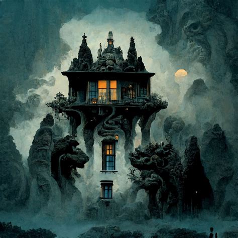 Dark magic mansion painting illustration print for sell | Posters art prints, Painting ...