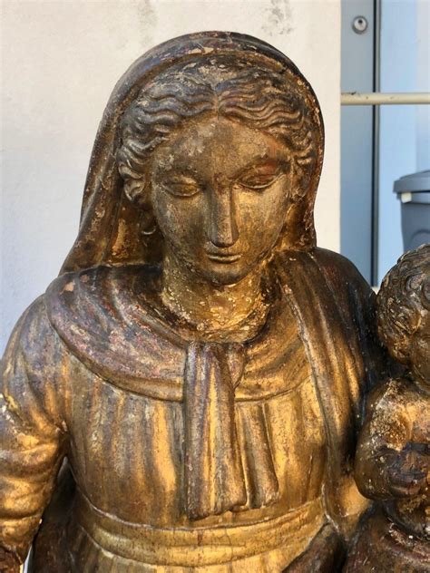 Proantic Sculpture Du E Si Cle En Bois Dor Vierge L Enfant