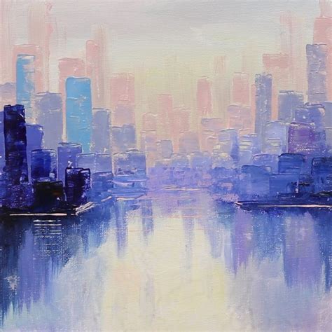 Vibrant Cityscape Acrylic Painting