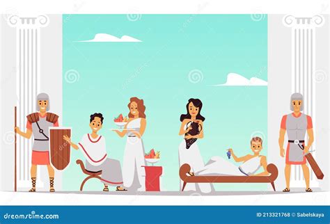 Cartoon People In Ancient Rome At Leisure Time Roman Royalty Banner