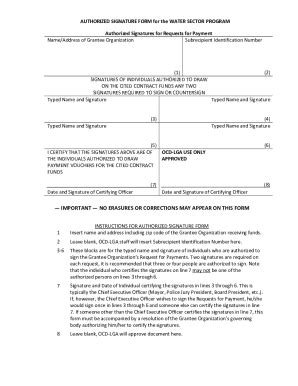 Fillable Online Signature Authorization For Departments And Agencies