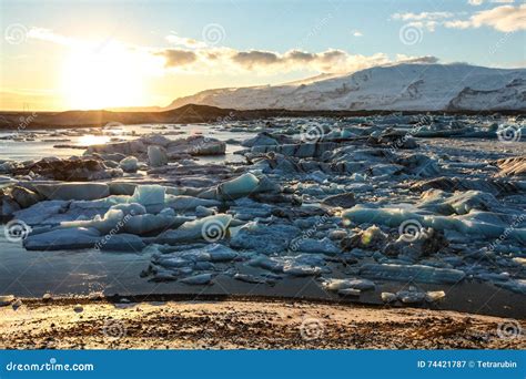 Ghiaccio Blu Del Ghiacciaio Iceberg Laguna Di Jokulsarlon Islanda