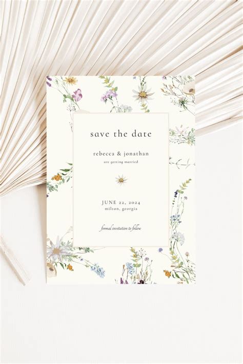 Rustic Wildflower Save The Date Template With Photo For Weddings