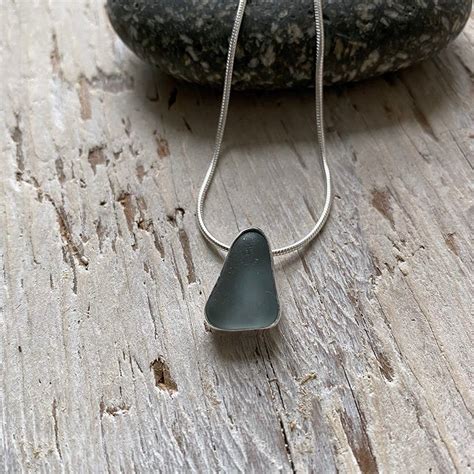 Simple Aqua Sea Glass Pendant Beachcomber Jewellery