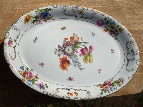 Vintage Victoria China Czechoslovakia Oval Serving Platter Etsy