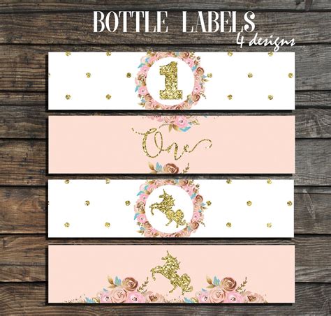 Unicorn Water Bottle Labels Unicorn Party Water Bottle Etsy