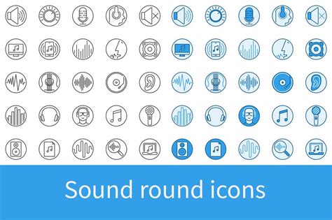 Sound Round Icons Set Outline Icons Creative Market