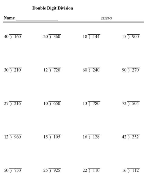 Double Digit Division Worksheets