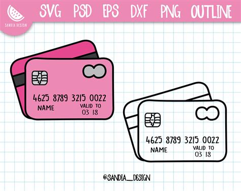 Doodle Credit Card Svg Png Psd Outline Personal And Etsy Canada