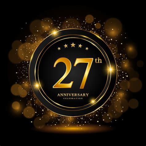 Premium Vector | 27th anniversary celebration golden anniversary celebration template design ...