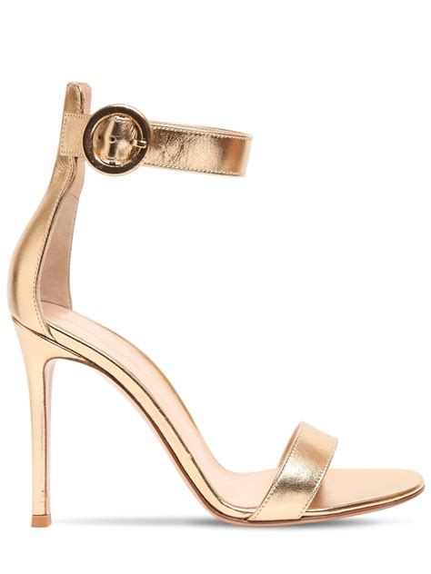 Gianvito Rossi Mm Portofino Metallic Leather Sandals Luisaviaroma