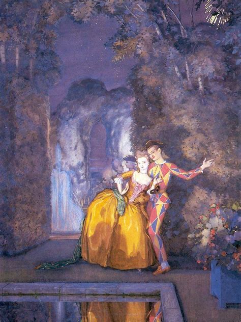 Lady And Harlequin Painting Konstantin Somov Oil Paintings