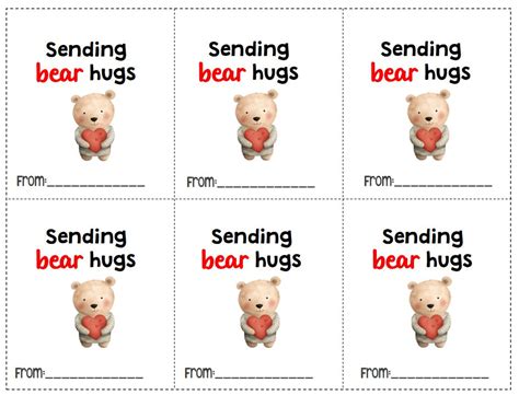 Printable Bear Valentine's Day Cards for Kids, Classroom Valentines ...