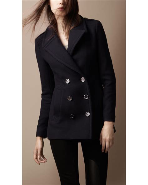 Burberry Brit Classic Wool Pea Coat In Blue Lyst