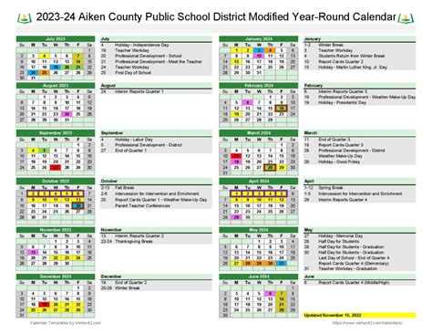 Aiken County Public Schools Calendar 2023-2024 in PDF