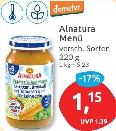 demeter Alnatura Menü 220 g Angebot bei Budni