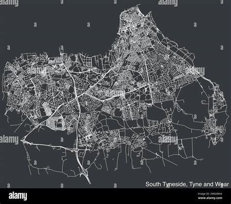 Street Roads Map Of The Metropolitan Borough Of South Tyneside Tyne