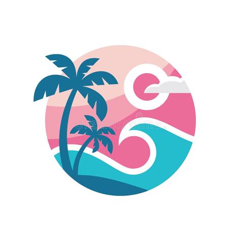 Summer Travel Vacation Vector Logo Concept Illustration In Circle Shape