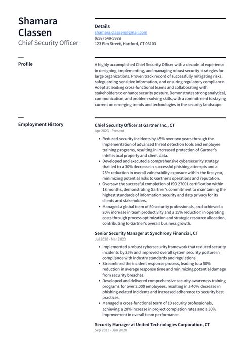 Chief Security Officer Resume Examples And Templates