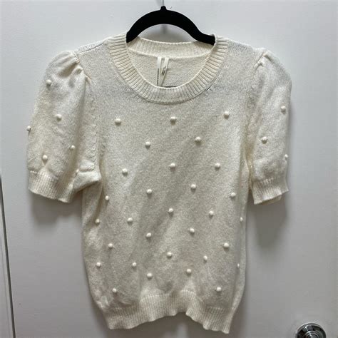 Anthropologie White Dot Sweater Depop