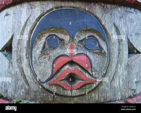 Detail Of A Totem Pole At Butchart Gardens Victoria Vancouver Island