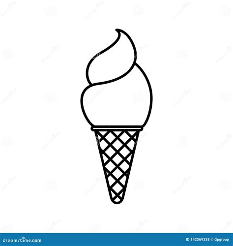 Silueta Negra Del Cono De Helado Ilustración del Vector Ilustración