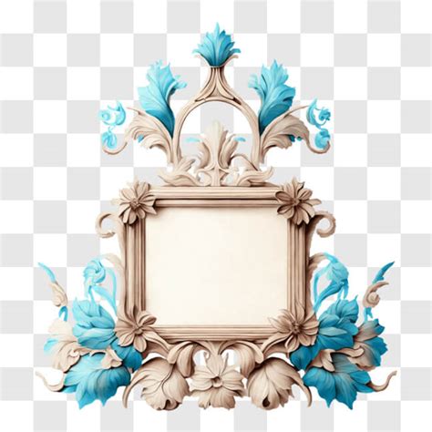 Descarga Marco Ornamentado Con Flores Azules Y Hojas Png En L Nea