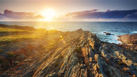 Wallpaper Sunlight Landscape Sunset Sea Water Rock Nature