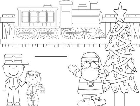 Polar Express Coloring Page Train And Santa Polar Express Coloring