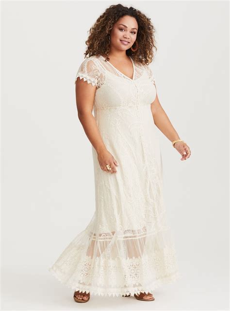 Plus Size Ivory Lace Maxi Dress Plus Size 2020