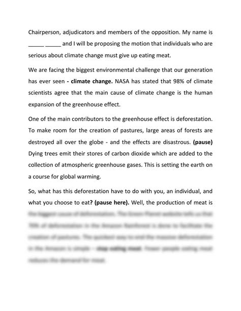 Sample Debate Speech | English - Higher Level Leaving Cert | Thinkswap